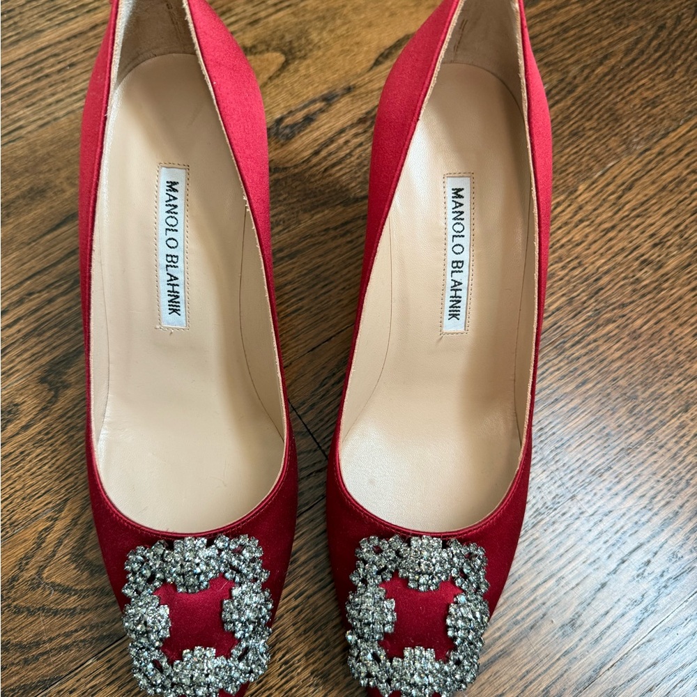 Manolo Blahnik Red Embellished Women's Shoes